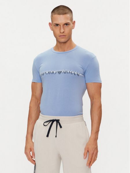 Slim fit priliehavé tričko Emporio Armani Underwear modrá