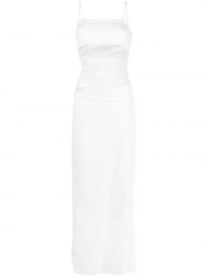 Прозрачна копринена коктейлна рокля с драперии Christopher Esber бяло