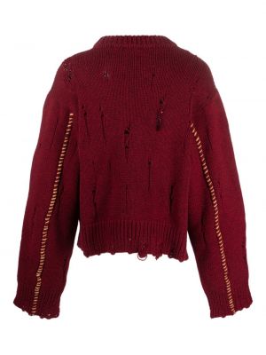 Vlněný svetr s oděrkami Egonlab červený