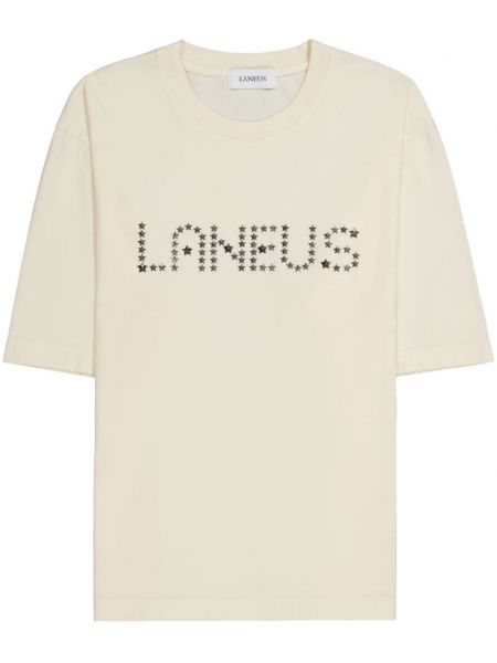 Tricou din bumbac cu nasturi Laneus alb