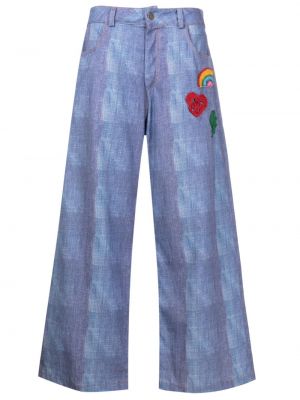 Широки панталони тип „марлен“ Amir Slama синьо