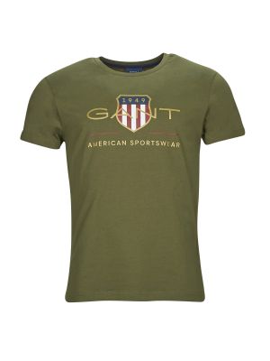 Tričko s krátkými rukávy Gant khaki
