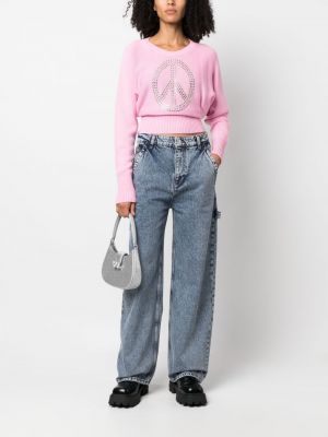 Pull en tricot à imprimé Moschino Jeans rose