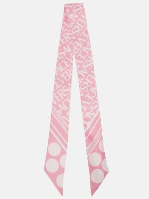Sciarpa di seta a pois Versace rosa