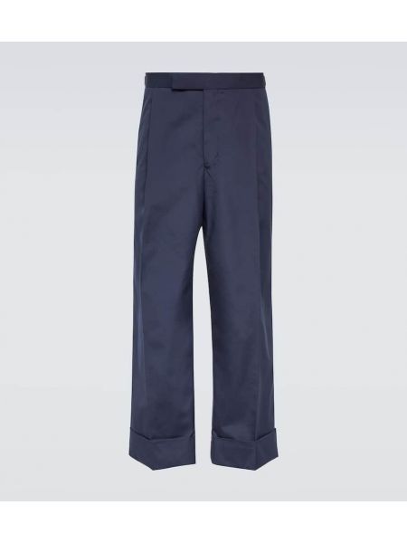 Pantaloni cu talie joasă cu croială lejeră Thom Browne albastru