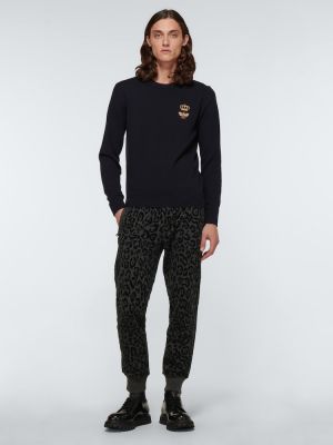 Leopardí bavlněné sportovní kalhoty s potiskem Dolce&gabbana šedé