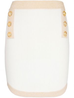 Плетена мини пола с копчета Balmain бяло