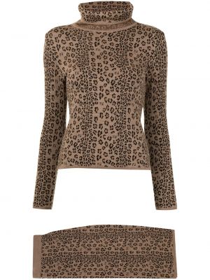 Falda con estampado leopardo Fendi Pre-owned marrón