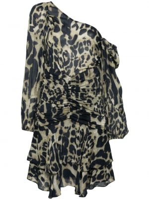Koktejl obleka s potiskom z leopardjim vzorcem Iro rjava