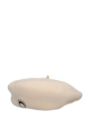 Vlnená baretka s výšivkou Marine Serre biela