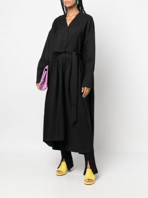 Plisované šaty s knoflíky Christian Wijnants černé