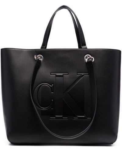 Lær shoppingbag Calvin Klein svart