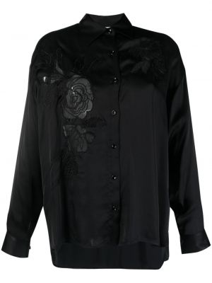 Čipkovaná saténová košeľa Ermanno Firenze čierna