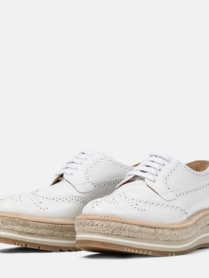 Pantofi brogue din piele cu platformă Prada alb