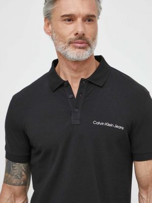 Polo z nadrukiem Calvin Klein Jeans czarna