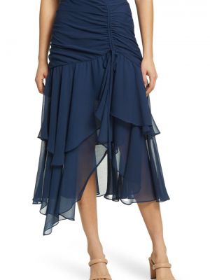 Газовая юбка-миди Chancie Waterfall с рюшами TED BAKER LONDON, темно-синий