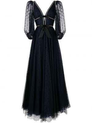 Tylové večerné šaty s mašľou Jenny Packham modrá