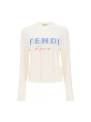 Sweter z kaszmiru żakardowy Fendi biały