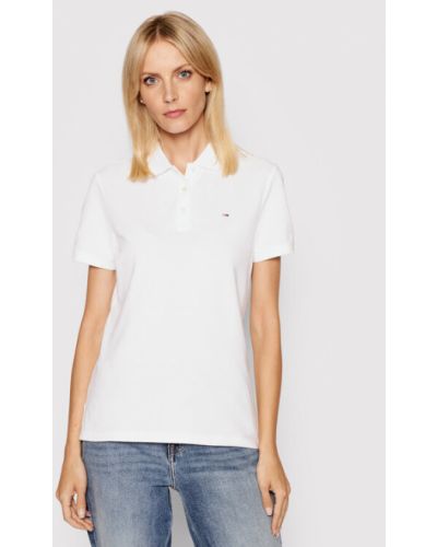 Polo slim Tommy Jeans blanc