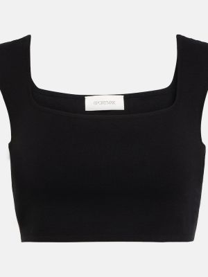 Bavlnený crop top Sportmax čierna