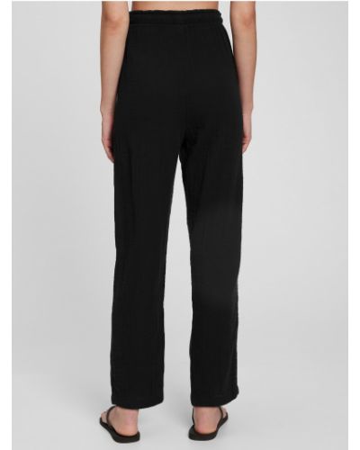 Bavlněné kalhoty s vysokým pasem Gap černé