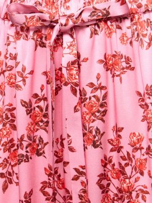 Hedvábné kalhoty s potiskem Emilia Wickstead růžové