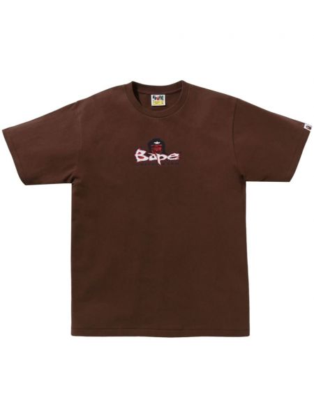 Βαμβακερή μπλούζα με σχέδιο A Bathing Ape® καφέ