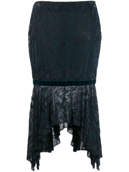 Průsvitné hedvábné přiléhavé sukně Romeo Gigli Pre-owned - modrá