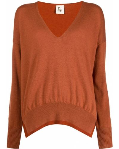 Sweter z dekoltem w serek Paula pomarańczowy