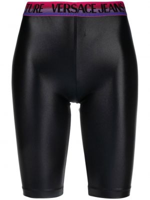 Pantaloni scurți din denim Versace Jeans Couture negru