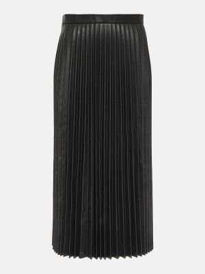 Plisovaná kožená sukňa Balenciaga čierna