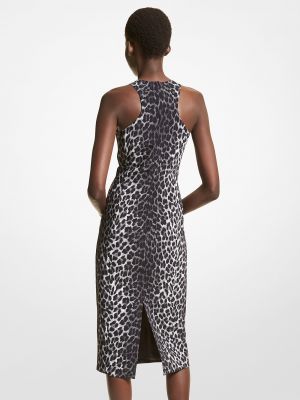 Леопардовое платье-карандаш с принтом Michael Kors коричневое