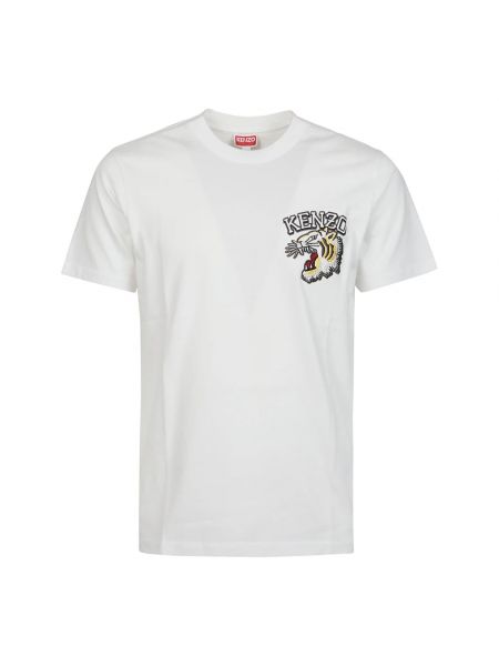 Koszulka slim fit w tygrysie prążki Kenzo biała