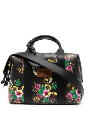 Kvetinová nákupná taška s potlačou Kenzo čierna