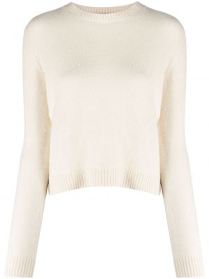 Кашмирен вълнен пуловер с кръгло деколте Gucci бяло