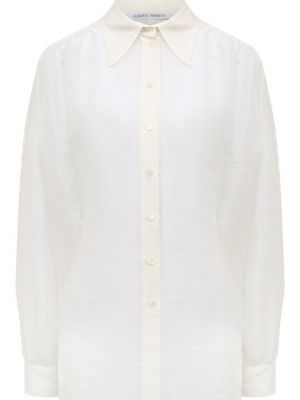 Шелковая льняная блузка Alberta Ferretti бежевая