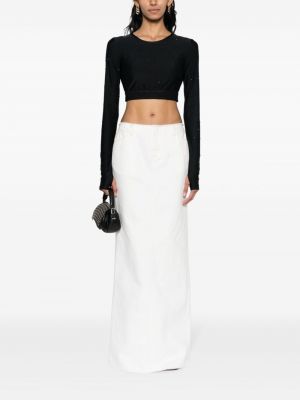Crop top z kryształkami Versace Jeans Couture czarny