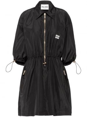 Svilena mini obleka Miu Miu črna