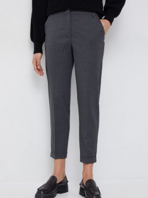 Pennyblack pantaloni de lana femei, culoarea gri, drept, high waist