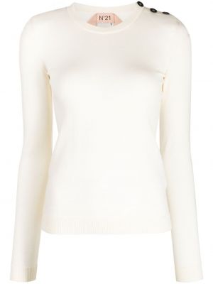 Vlněný svetr s knoflíky Nº21 bílý