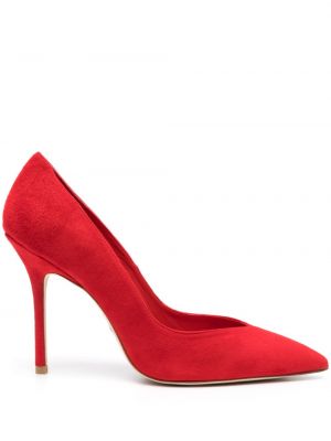Велурени полуотворени обувки Stuart Weitzman червено