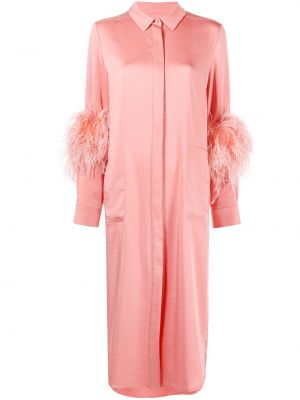 Коктейлна рокля с копчета с пера Lapointe розово