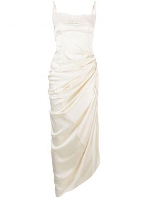 Ασύμμετρη φλοράλ κοκτέιλ φόρεμα Jacquemus λευκό