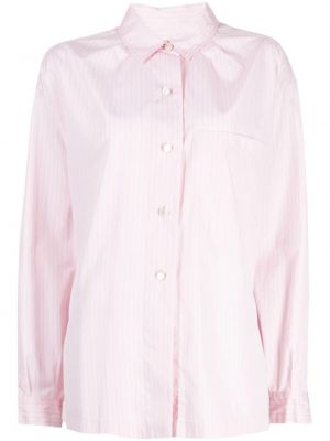 Svītrainas kokvilnas krekls ar apdruku Chanel Pre-owned rozā