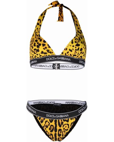 Bikini con estampado leopardo Dolce & Gabbana amarillo