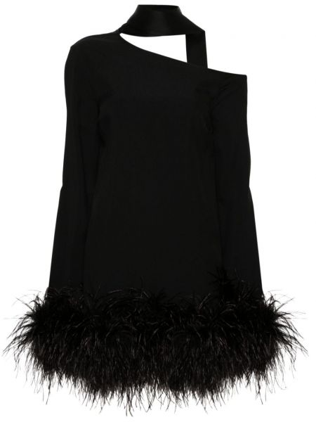 Коктейлна рокля с пера Taller Marmo черно
