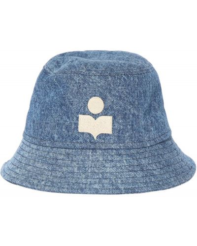 Haftowany kapelusz bawełniany Isabel Marant niebieski