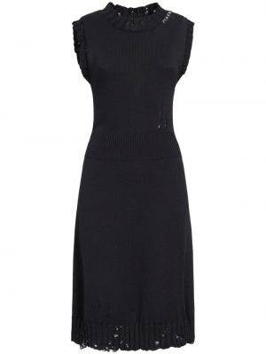 Pletené bavlněné šaty s oděrkami Marni černé