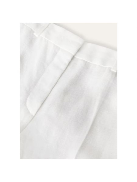 Pantalones rectos de lino con bolsillos Loro Piana blanco