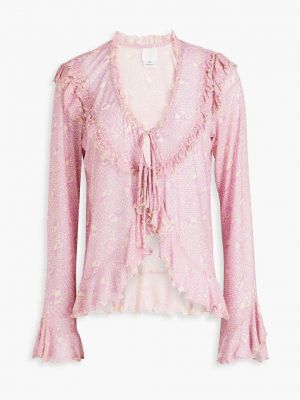 Топ с принтом с рюшами из тюля Anna Sui розовый